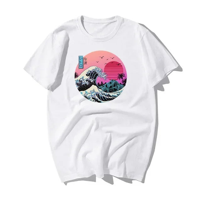 Men's Printed T-shirt 100% cotton, simple and retro trendy print, street sport and casual loose T-shirt