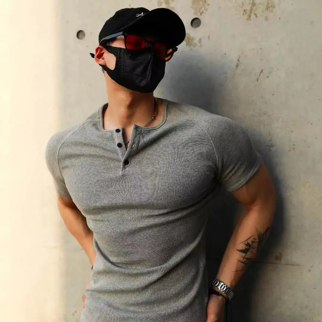 T Shirt Men Casual Short Sleeve Muscle Joggers Bodybuilding Tshirt Male Gym Fitness Tops Tee Streetwear Slim Fit Summer T-shirt