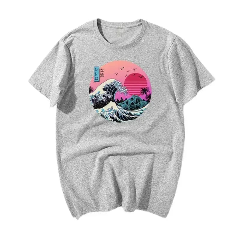 Men's Printed T-shirt 100% cotton, simple and retro trendy print, street sport and casual loose T-shirt
