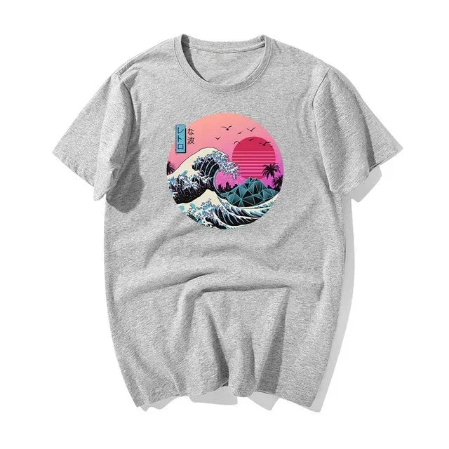 Men's Printed T-shirt 100% cotton, simple and retro trendy print, street sport and casual loose T-shirt