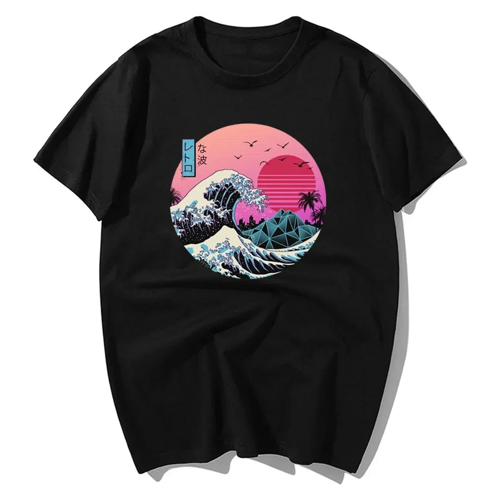 Men's Printed T-shirt 100% cotton, simple and retro trendy print, street sport and casual loose T-shirt