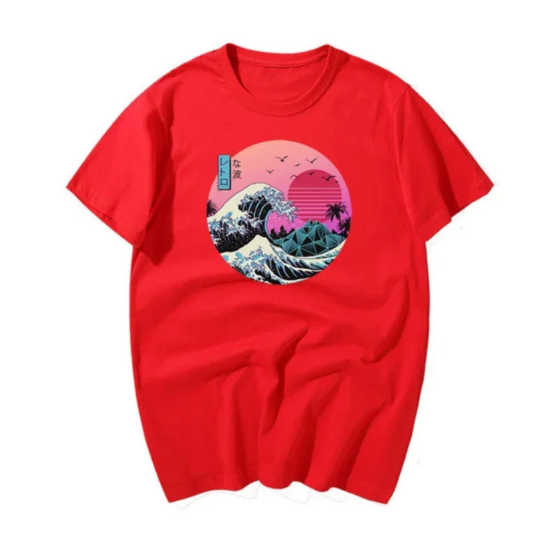 Men's Printed T-shirt 100% cotton, simple and retro trendy print, street sport and casual loose T-shirt