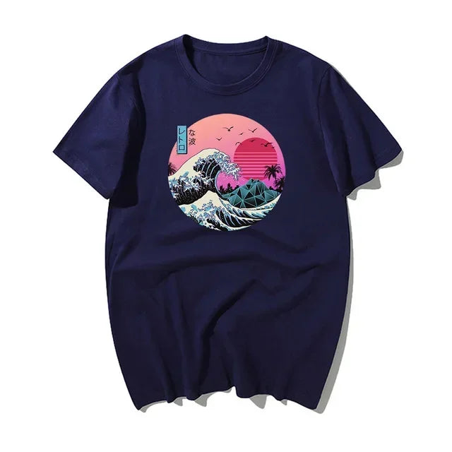 Men's Printed T-shirt 100% cotton, simple and retro trendy print, street sport and casual loose T-shirt